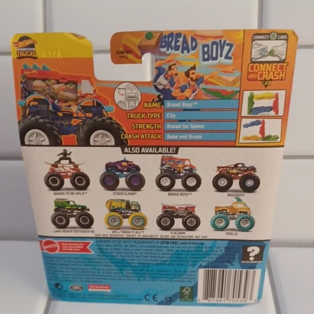 Hot Wheels Monster Trucks: Bread Boyz New for 2023 Connect and Crash